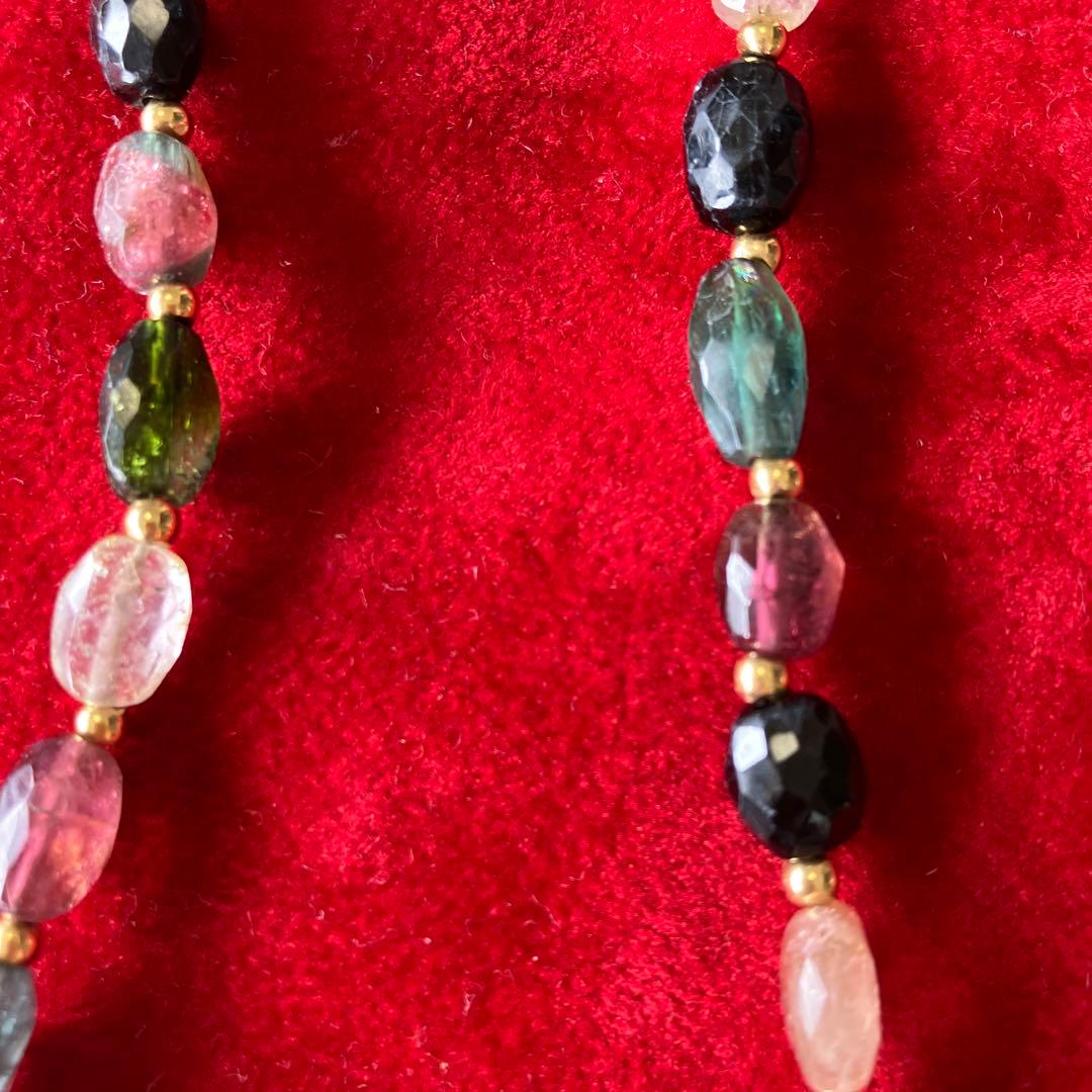 K18と天然石ビーズネックレス 約40cm