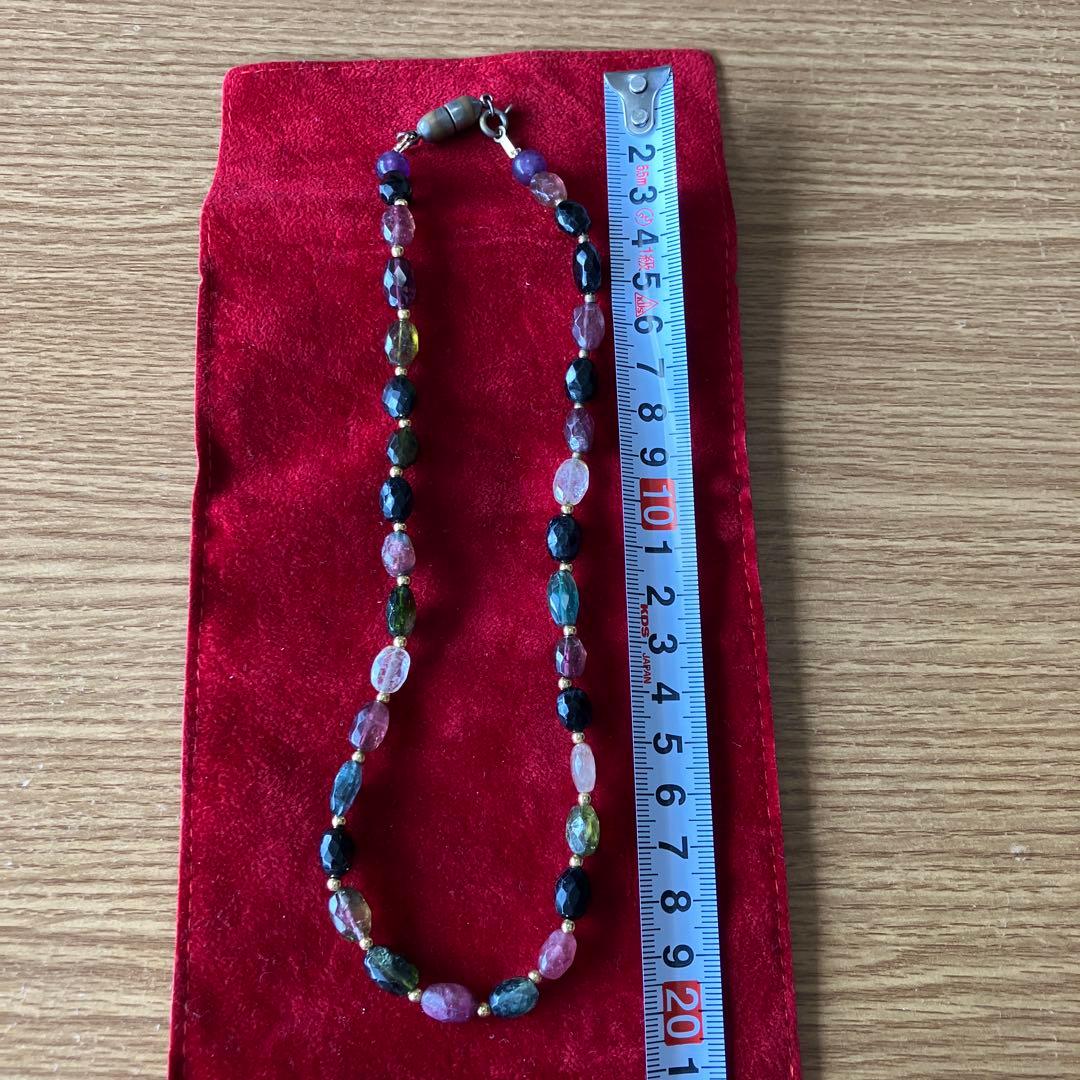 K18と天然石ビーズネックレス 約40cm