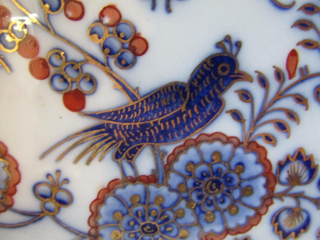 マイセン　カラーオニオン　アンティーク 花と鳥の装飾プレート　希少品