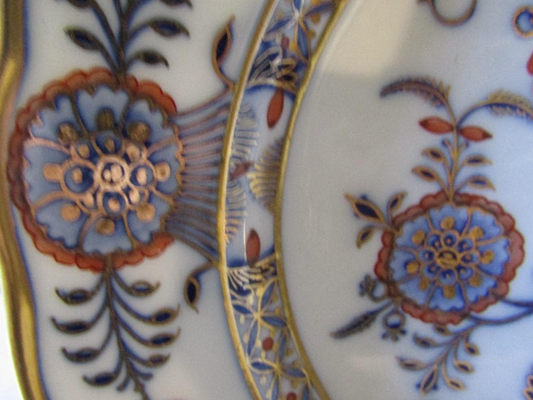 マイセン　カラーオニオン　アンティーク 花と鳥の装飾プレート　希少品