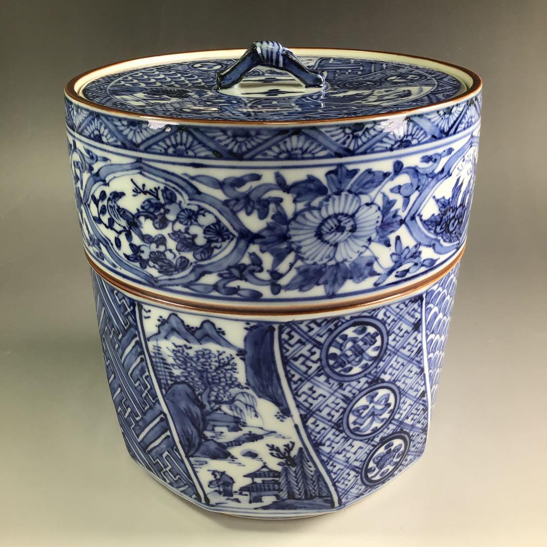 Ｒ１１７　皆具　『平安　昭阿弥造』『青華祥瑞腰捻』『台子皆具』　共箱　茶道具