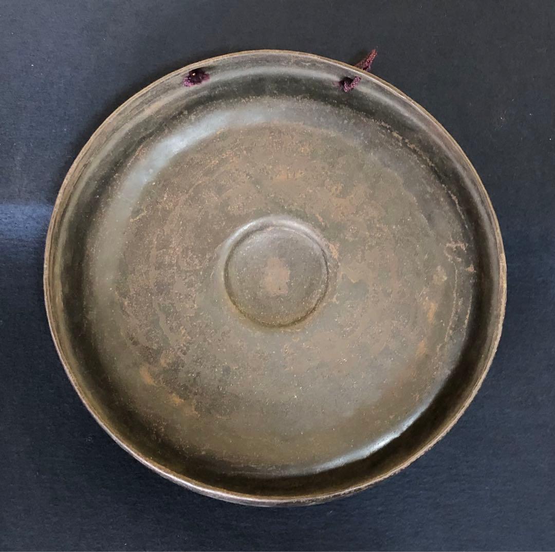 《R》茶道具 銅鑼 ドラ 撥 吊鎖付 銅羅 鳴物 仏具　260108き1