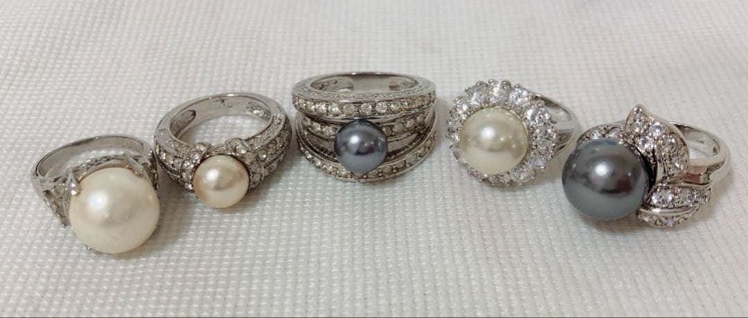 リング 18点 まとめ パール イミテーション 人工 ダイヤ ジャンク 指輪