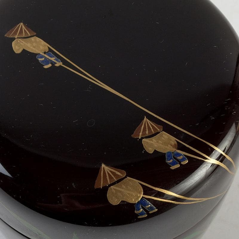 茶道具　蒔絵師　西村弘峰作　曳舟蒔絵　中棗　共箱　V　9343