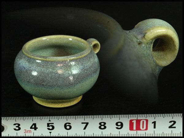 中国美術 鈞窯 鳥餌器 φ6cm 希少 文房具筆洗伝来(K-YC352)