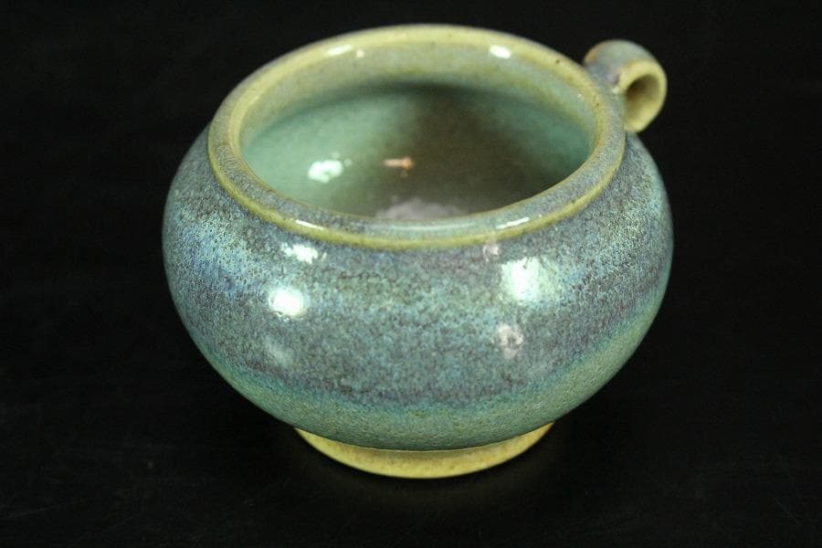 中国美術 鈞窯 鳥餌器 φ6cm 希少 文房具筆洗伝来(K-YC352)