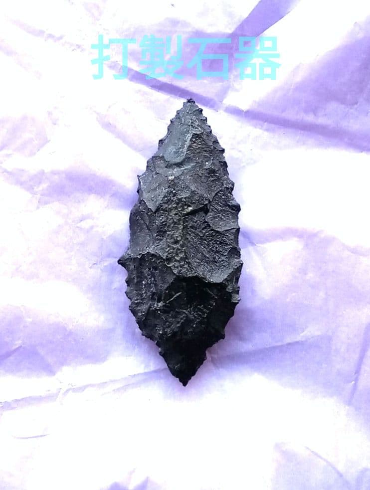 原始人 尖頭器 ポイント アイヌ仕様 石器 模写 サヌカイト