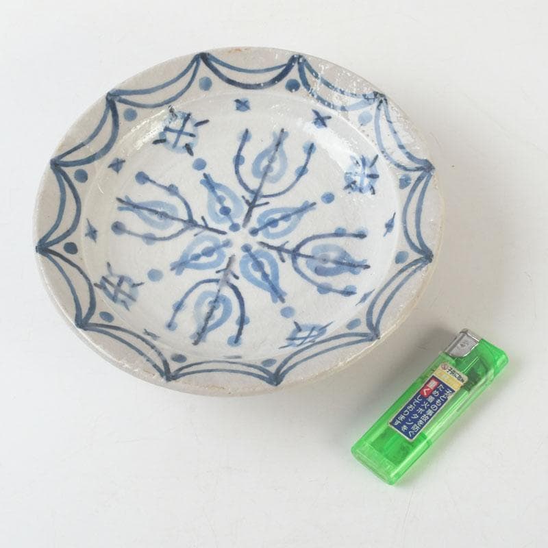 京焼　新開寛山作　染付　皿　五客　共箱　V　9671