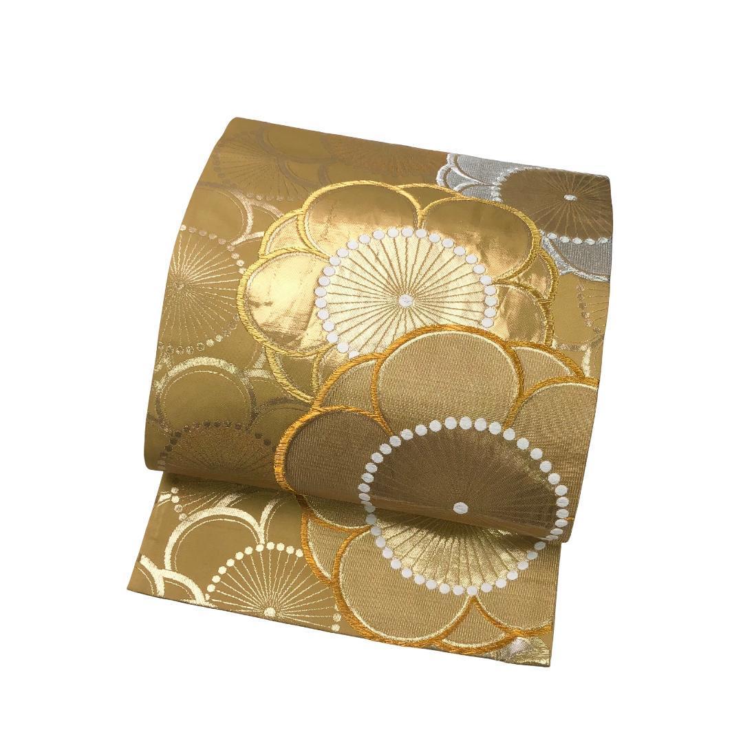☆ 袋帯 宝彩 24金箔 プラチナ箔 美しい花模様 金銀糸 O-5889