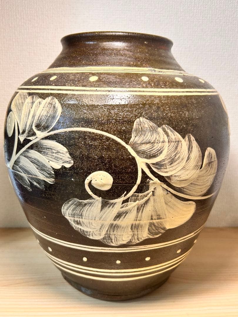 上江洲茂生（茂男）　初期作品　唐草紋大壺　民藝　壺屋焼　やちむん　金城次郎