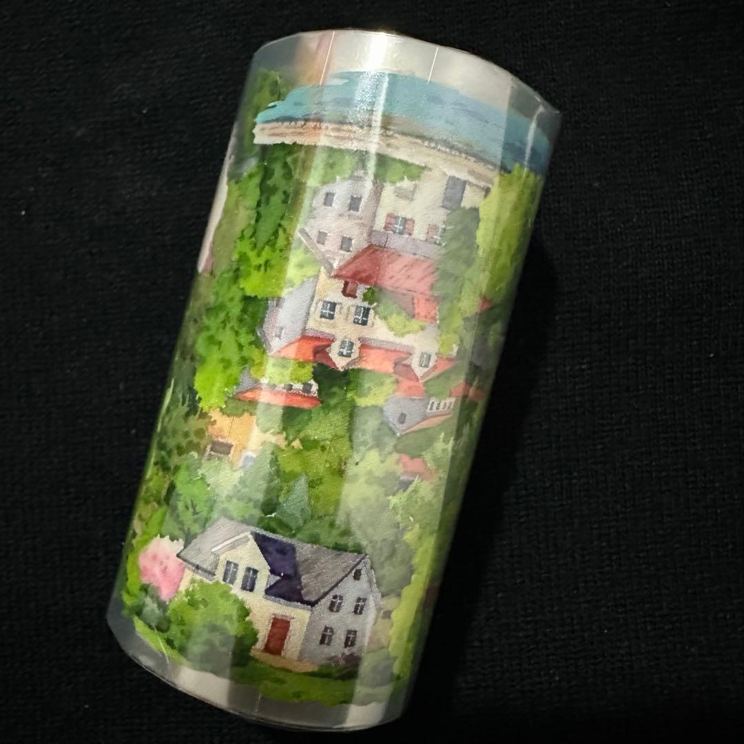 【9045】海外　マステ　5m巻　PETマスキングテープ　荘園　建物　装飾系