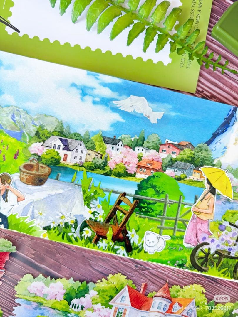 【9045】海外　マステ　5m巻　PETマスキングテープ　荘園　建物　装飾系