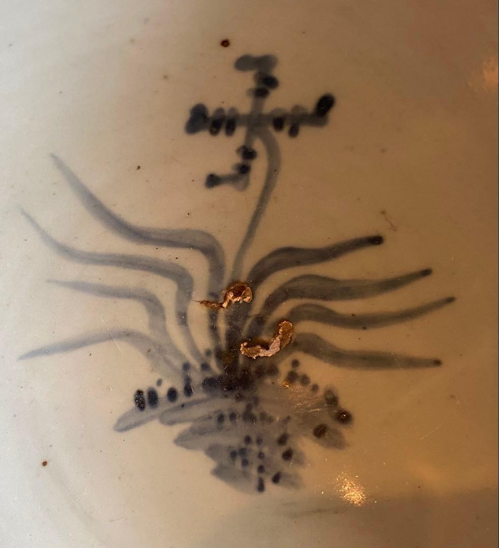 中国　染付絵皿　福禄寿喜　鑑賞台付 ・ヴィンテージ　レア ・台湾茶器