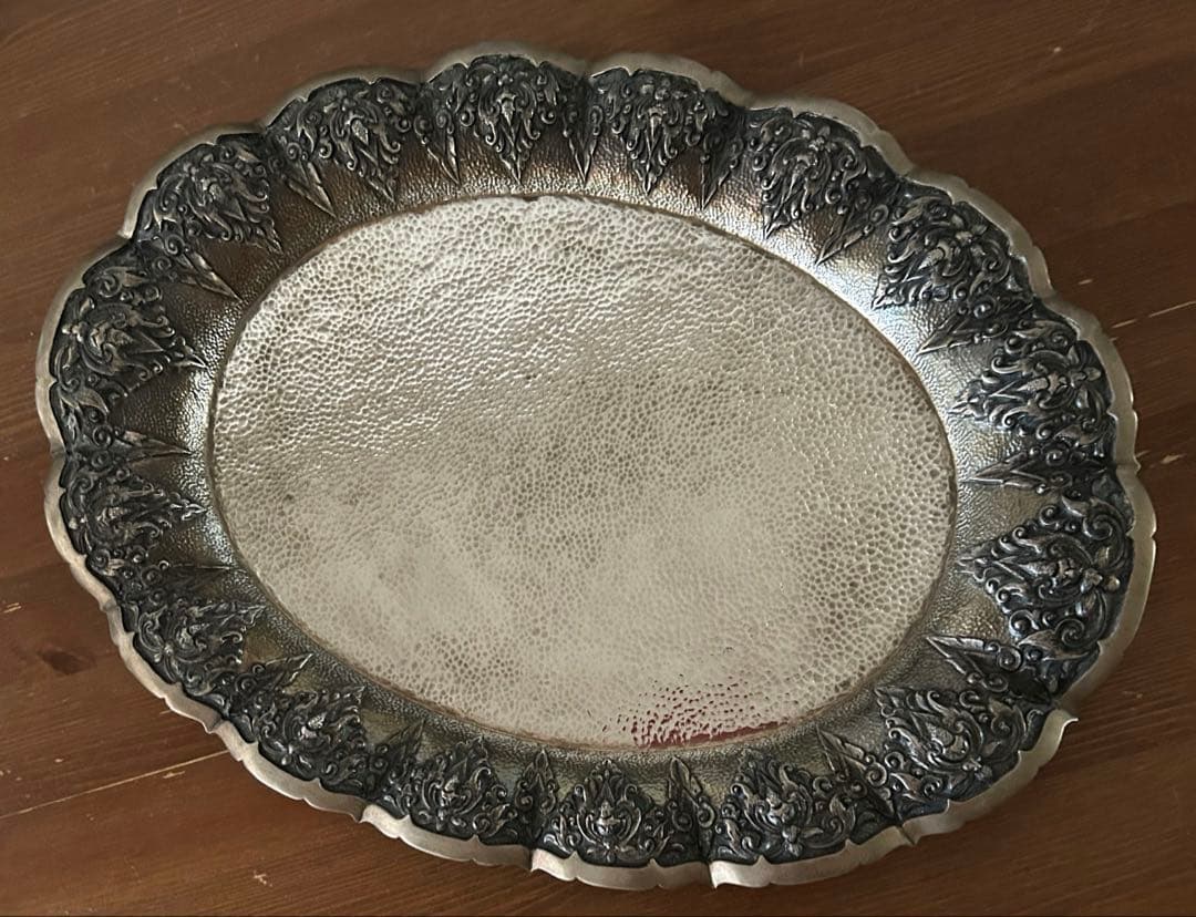 TOP刻印 純銀製トレイ（830 Silver）アンティーク工芸品