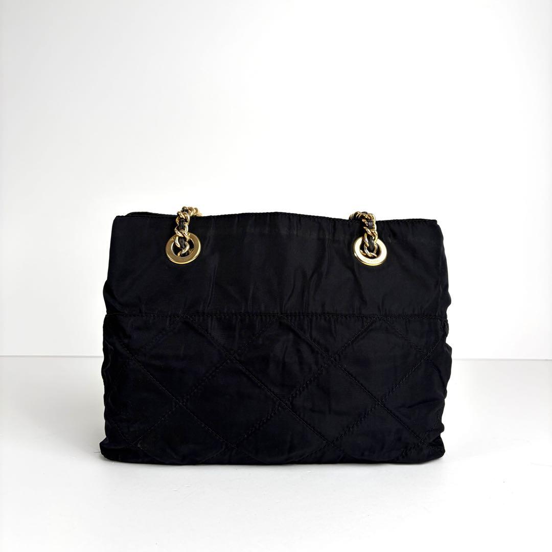 極美品 PRADA プラダ チェーン キルティング ショルダーバッグ ナイロン