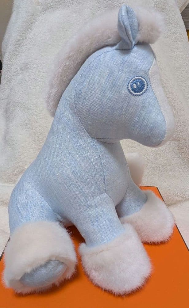 【お値下げ対応中/箱付】/HERMES/ぬいぐるみベビーエルミーブルー