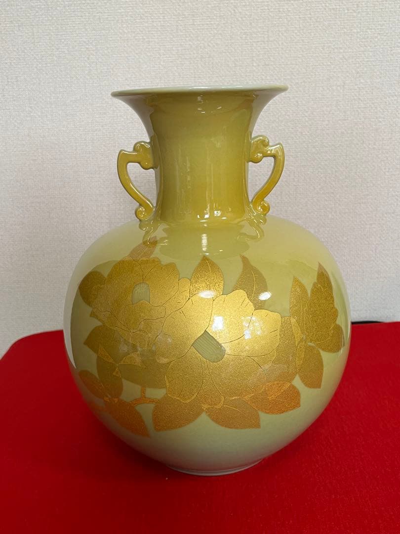 人間国宝 吉田美統 秀逸作 釉裏金彩 花瓶 『椿寿』 Y41 本物保証 完品