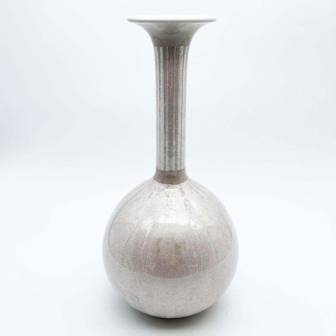 九谷焼 石川県指定無形文化財 中田一於 淡桜釉裏銀彩 花入 花瓶 作家