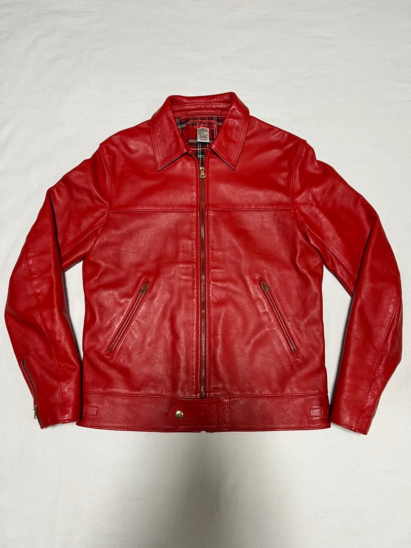 EVISU YAMANE レザージャケット 38サイズ レッド 牛革 革ジャン