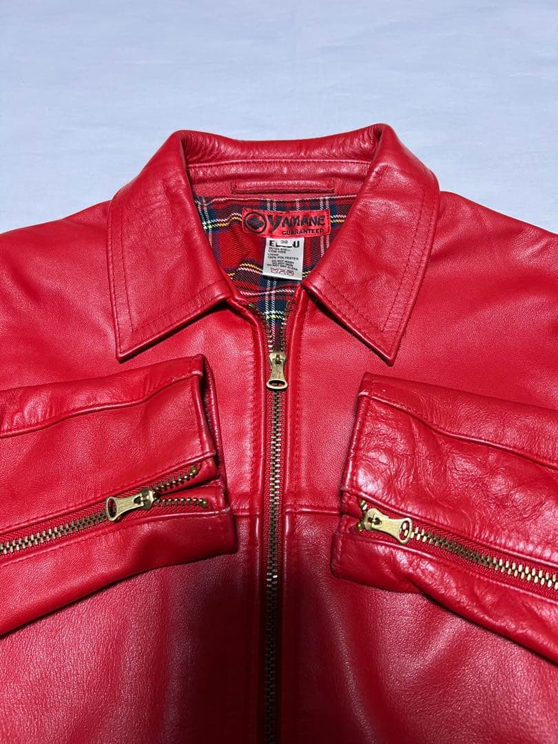 EVISU YAMANE レザージャケット 38サイズ レッド 牛革 革ジャン