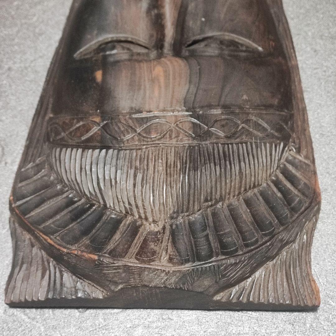 アフリカ　セネガル　木彫 お面 マスク　黒檀　エボニー　祭祀　王冠　壁掛け古美術