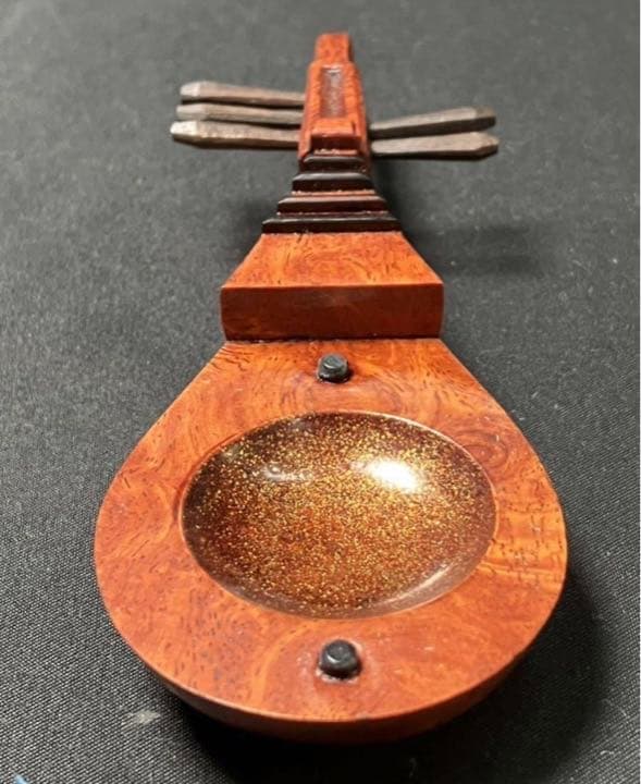 秋草蒔絵【 琵琶香合 中村孝也 28ｇ 】1点1941年 加賀蒔絵 塗師(参州)