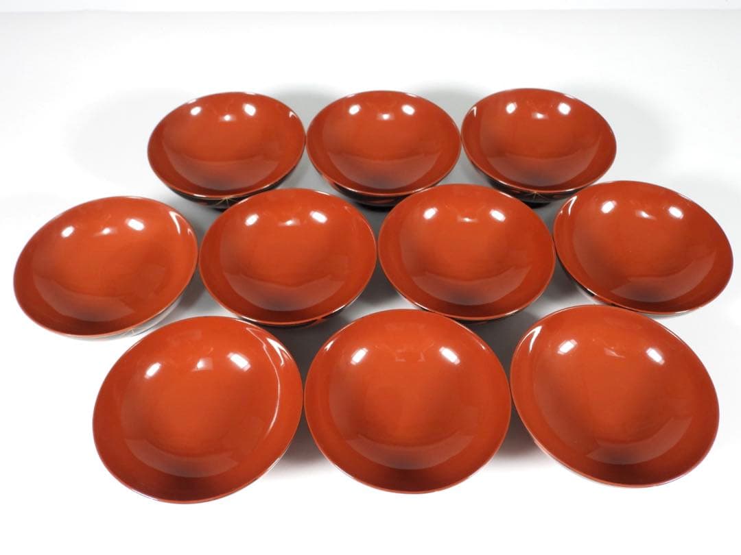 輪島塗 木製漆器 沈金 葉 蓋椀 吸物椀 汁椀 10客