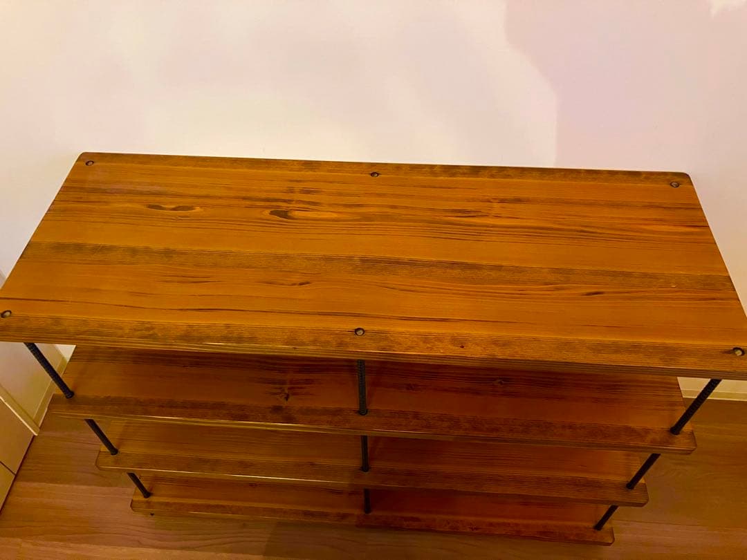 【売り切り】木製4段棚キャスター付