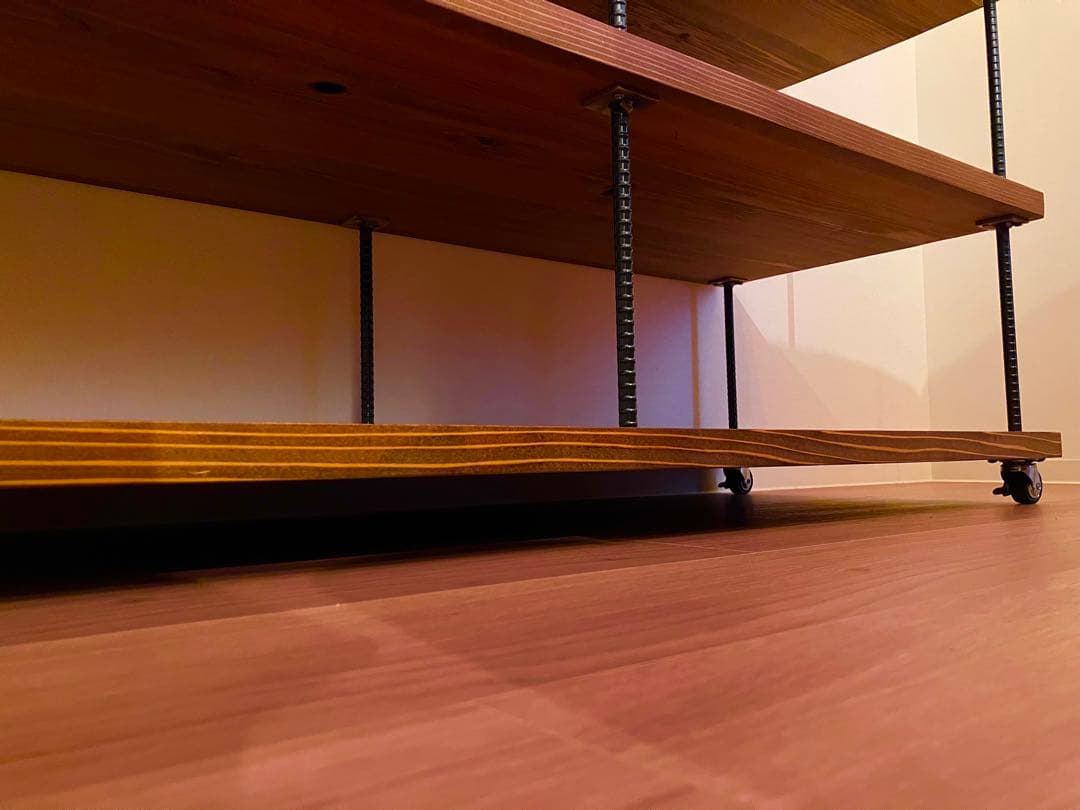 【売り切り】木製4段棚キャスター付