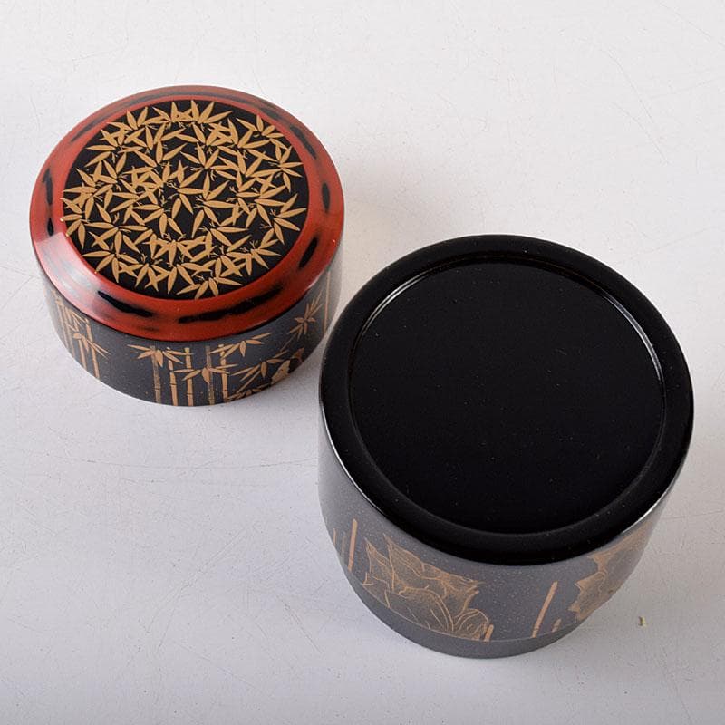 茶道具　吉田祥雲作　七賢人蒔絵　面根来塗　茶器　共箱　V　8157