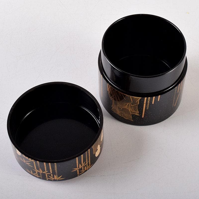 茶道具　吉田祥雲作　七賢人蒔絵　面根来塗　茶器　共箱　V　8157