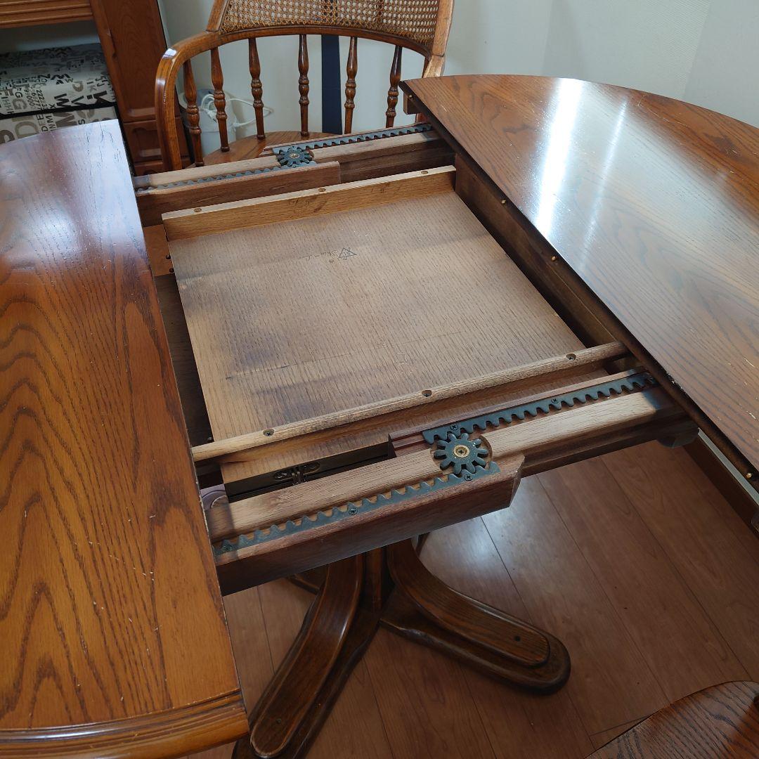 Shin-Lee 伸長式ダイニングテーブル　と籐チェア（２脚）セット