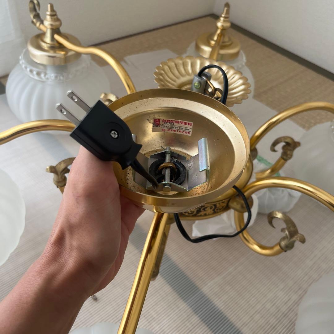 アンティーク昭和レトロ6灯x1と1灯x1シャンデリア