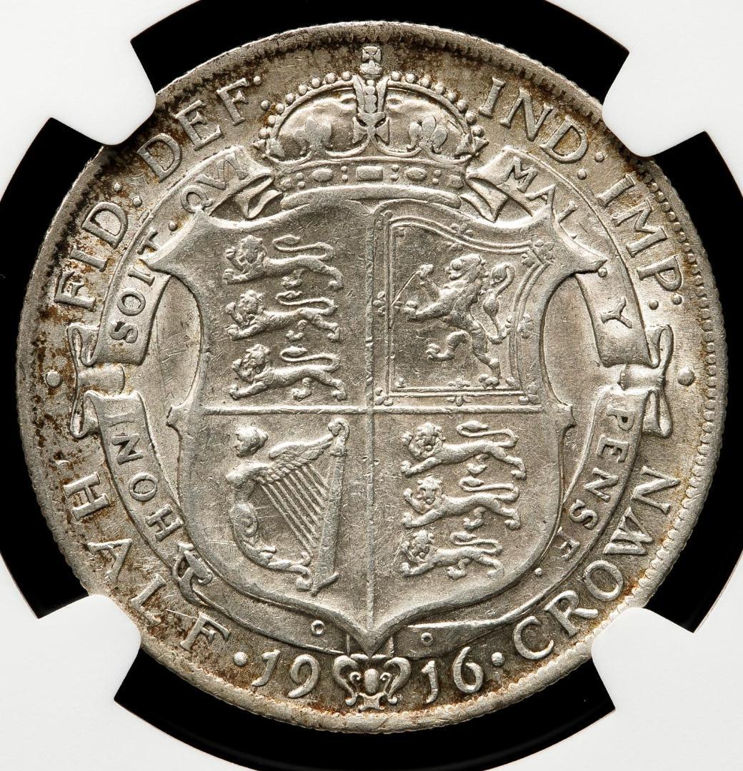 NGC-AU50　イギリス　ジョージ5世　1916　銀貨