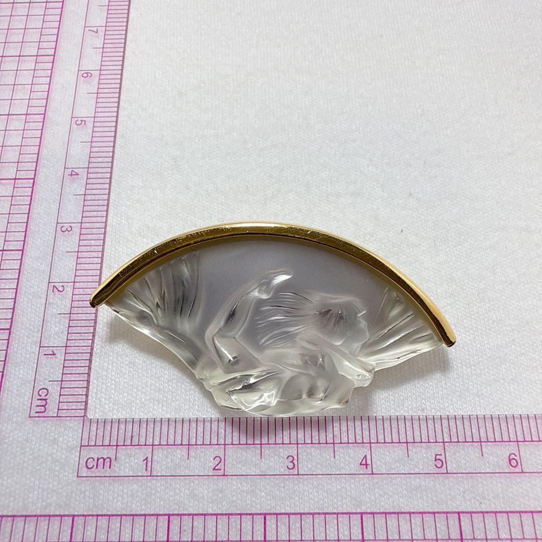 LALIQUE ラリック ゴールドカラー クリアガラス ブローチ