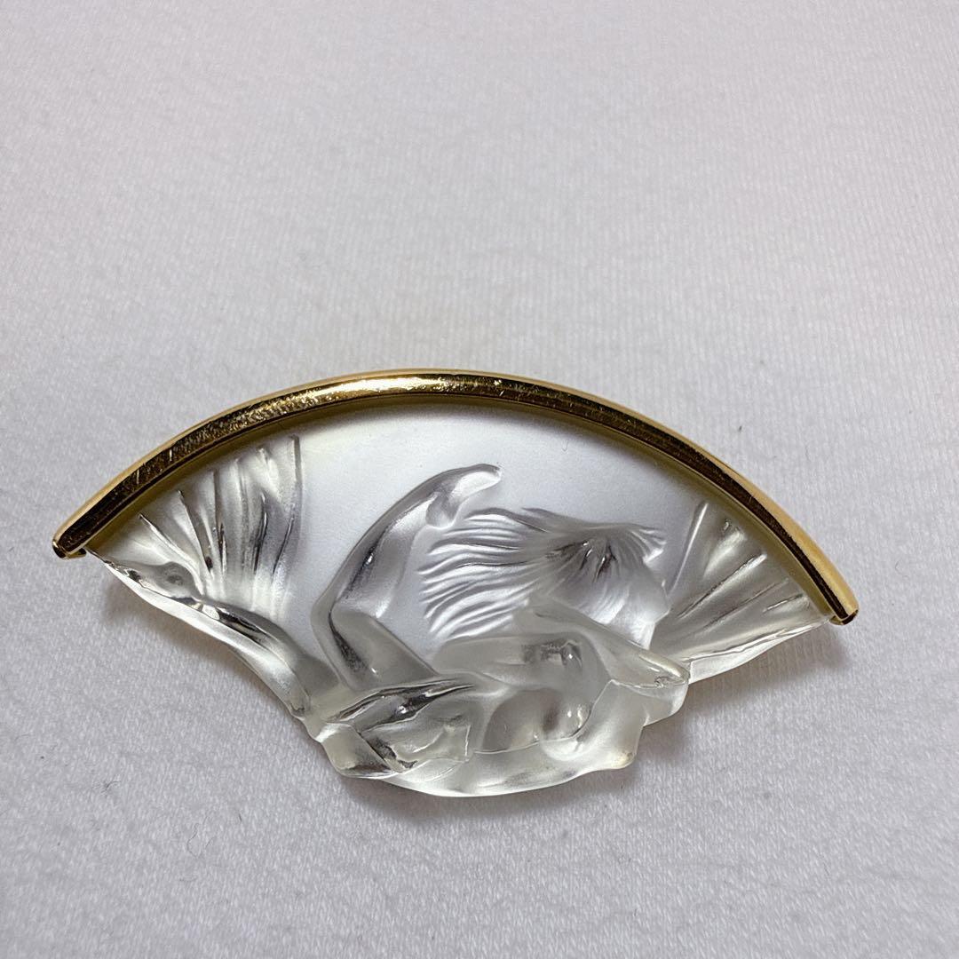 LALIQUE ラリック ゴールドカラー クリアガラス ブローチ