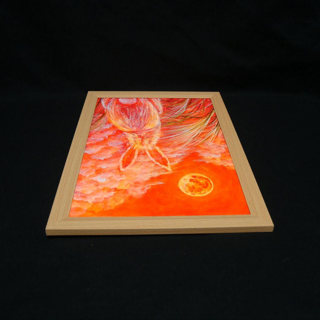 油絵 油彩 油彩画 絵画 絵【オレンジの月うさぎ】