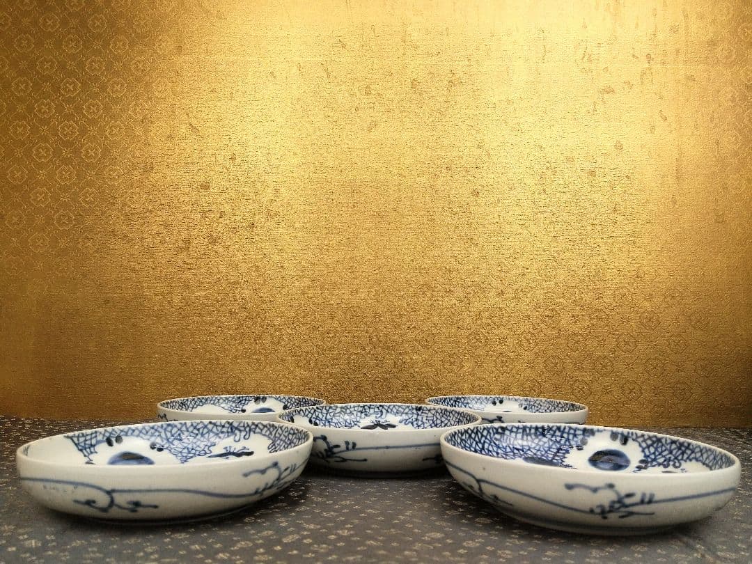 【お値下げしました！】古伊万里　染付　氷裂雪輪文　皿