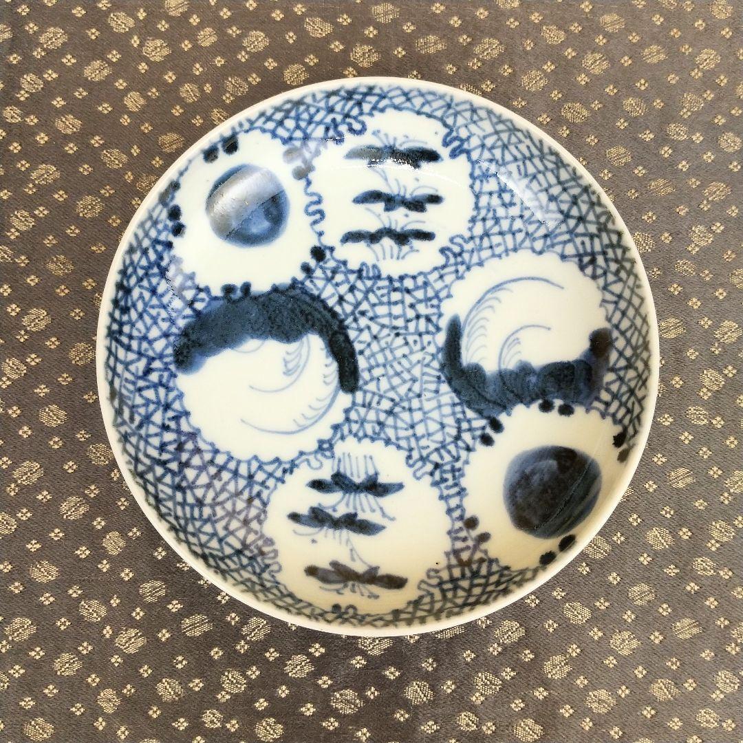 【お値下げしました！】古伊万里　染付　氷裂雪輪文　皿