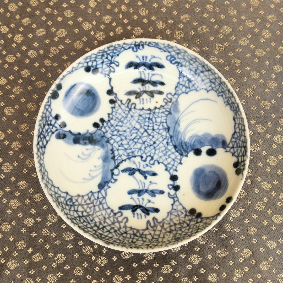 【お値下げしました！】古伊万里　染付　氷裂雪輪文　皿
