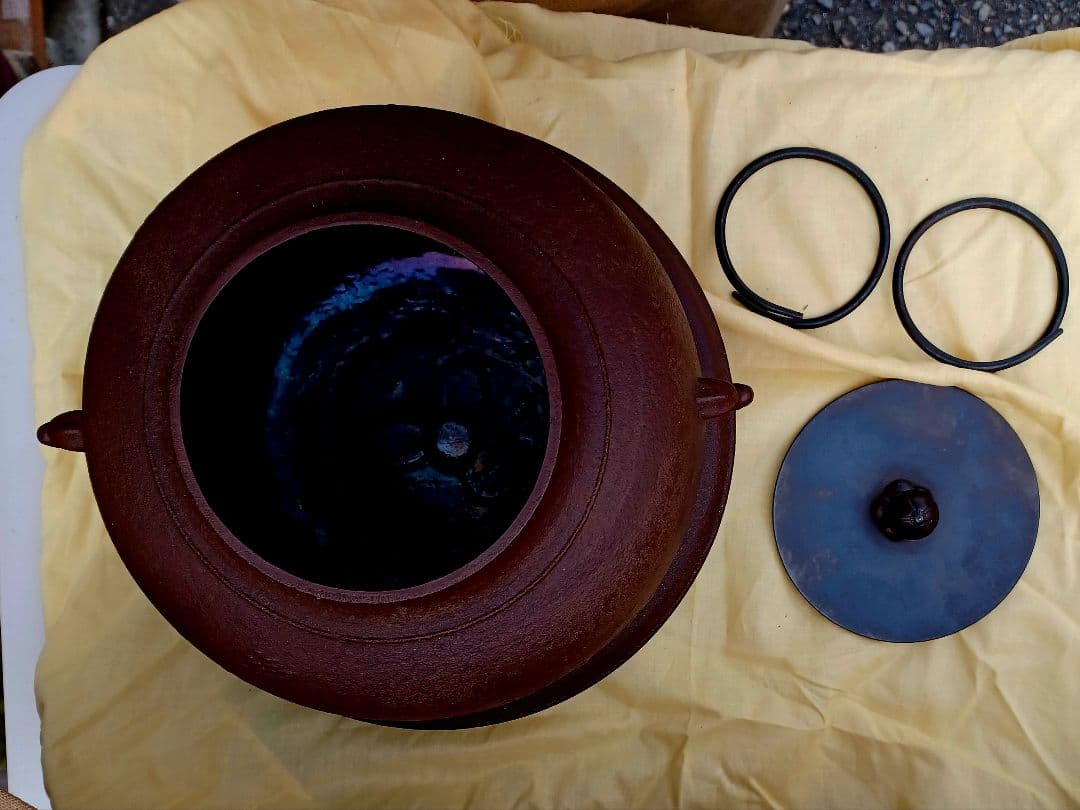 美品！人間国宝 釜師 佐藤浄清 造 浜松地紋真形羽釜 真作