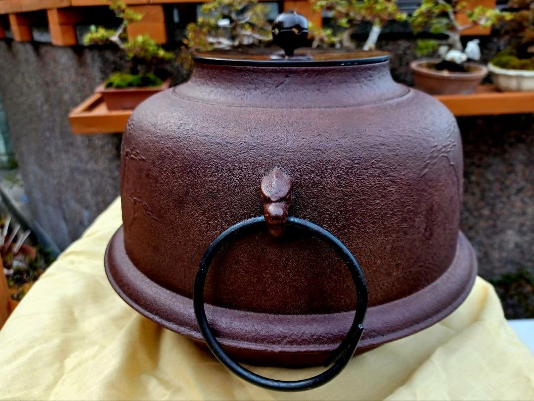 美品！人間国宝 釜師 佐藤浄清 造 浜松地紋真形羽釜 真作