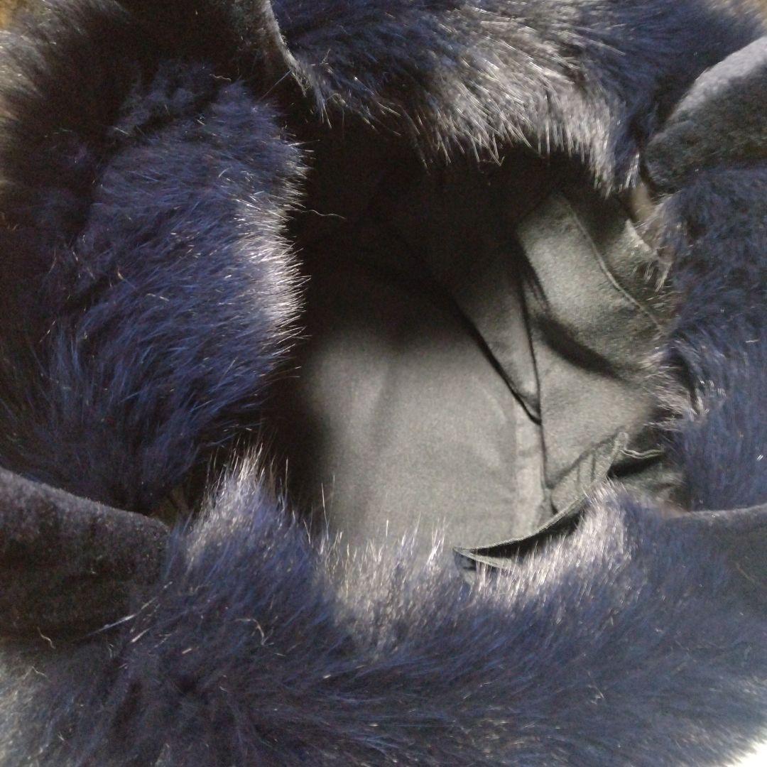 日本製✩新品未使用✩シェアードミンク✩ブルーフォックス✩ファーバッグ✩ネイビー系