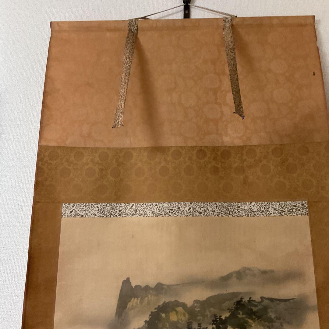 絹本 淡彩色水墨風景画 雲谷筆 表具作品共概ね良好です。