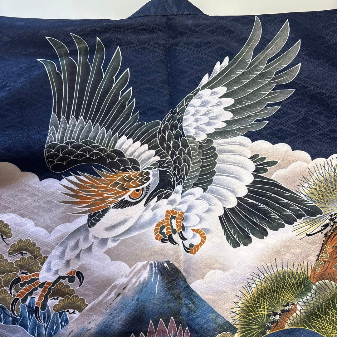 七五三 着物セット 袴　5歳　鷹　紺色