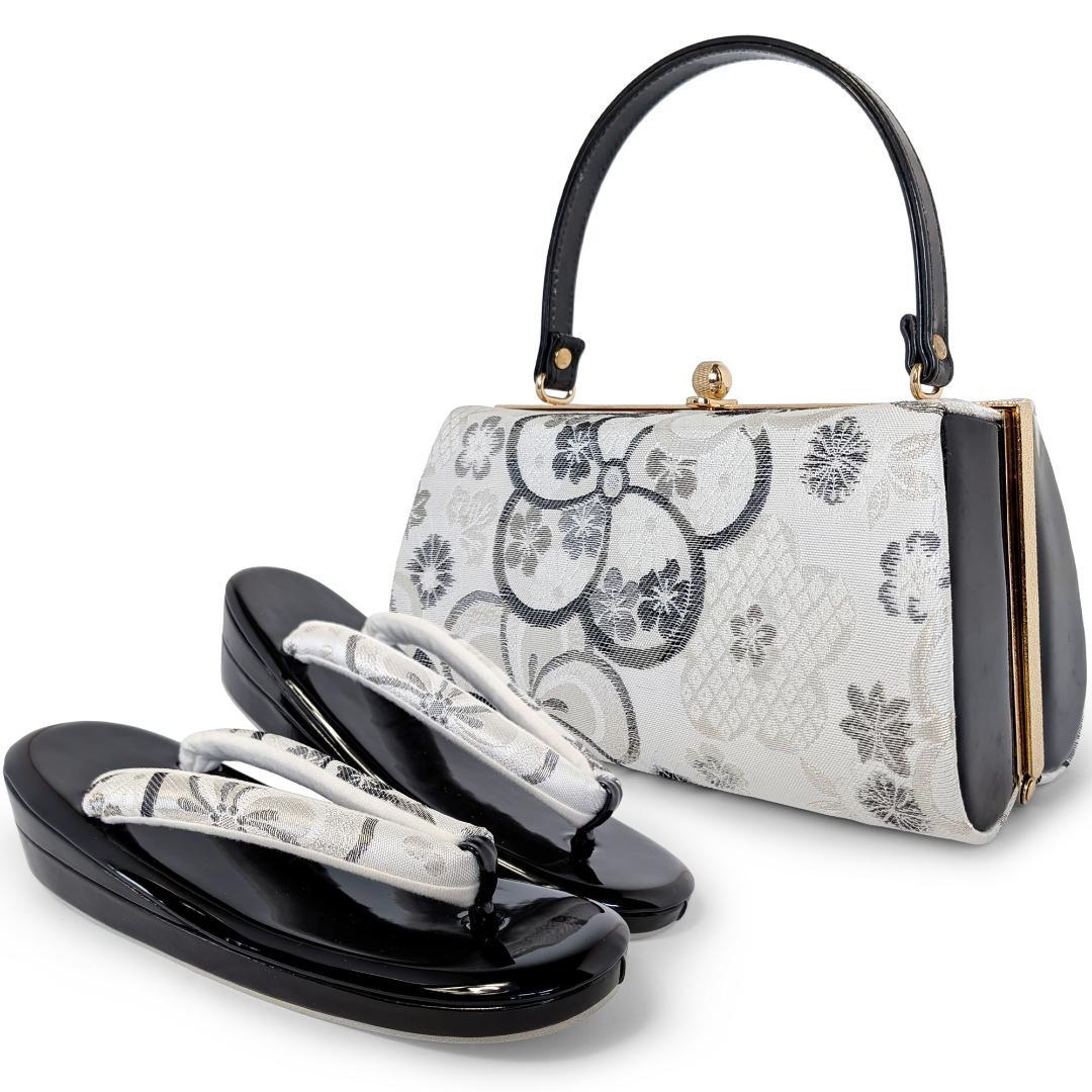 草履バッグセット 帯地 振袖 成人式 ホワイト wzouribag5-2