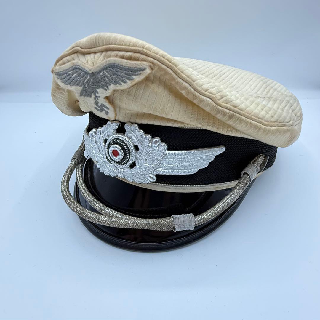 ⭐️希少⭐️ ドイツ空軍 士官用制帽 鷲章 58 白地 ヴィンテージ 軍物