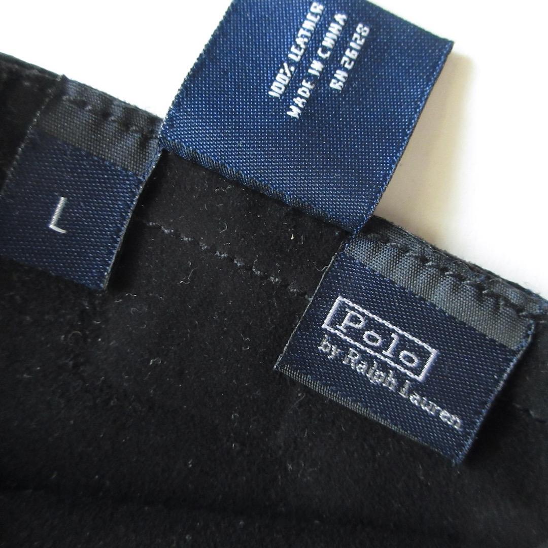 美品 POLO ラルフローレン 本革 手袋 レザーグローブ 黒 メンズ
