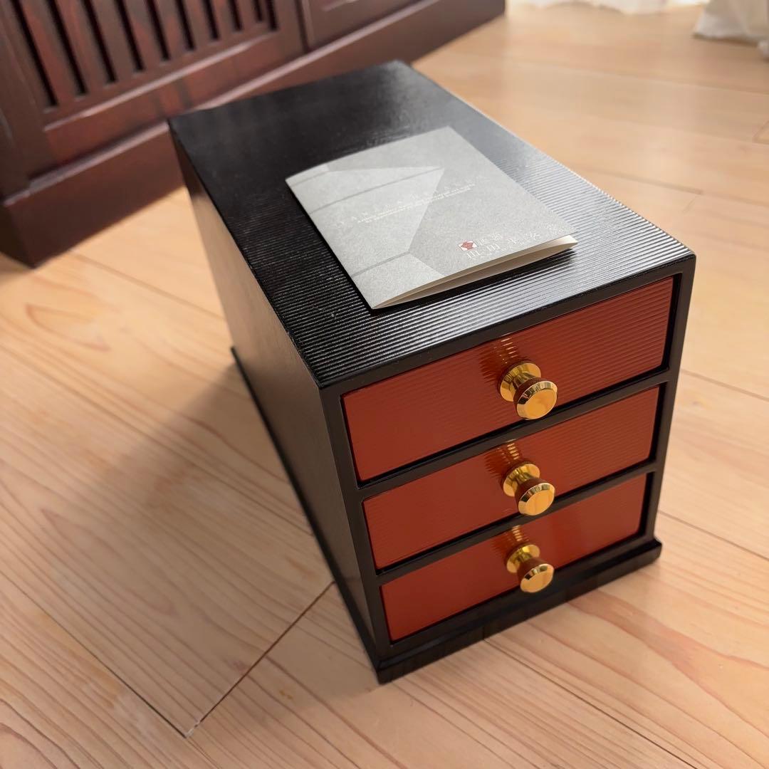 皇室御用達【山田平安堂】希少【三段引き出し】海外ギフトテーブルコーディネート