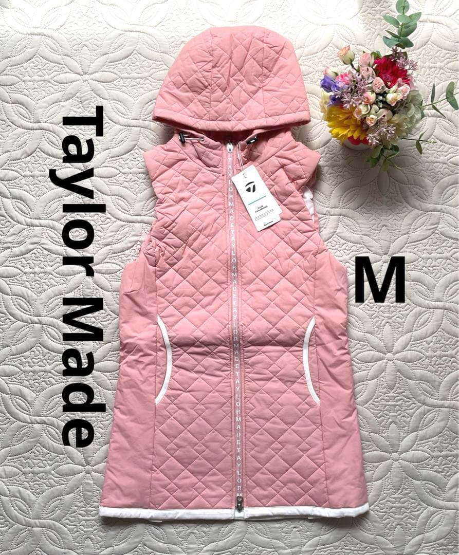 【チェリー 様】Taylor Made 中綿フーディベスト　ロング丈　ピンク　M